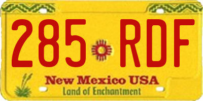 NM license plate 285RDF