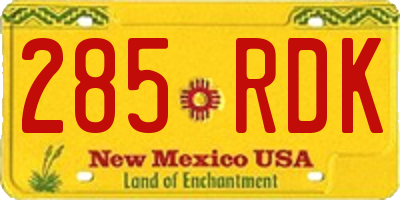 NM license plate 285RDK