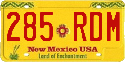 NM license plate 285RDM