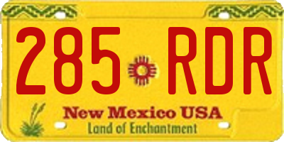 NM license plate 285RDR