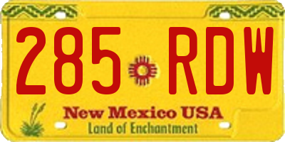NM license plate 285RDW