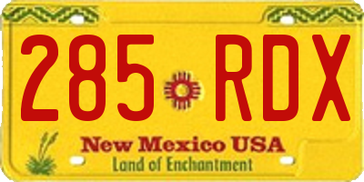 NM license plate 285RDX