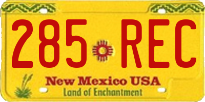 NM license plate 285REC