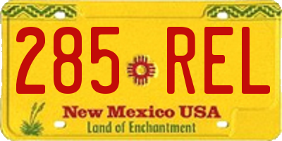 NM license plate 285REL