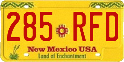 NM license plate 285RFD