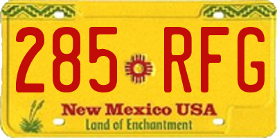NM license plate 285RFG