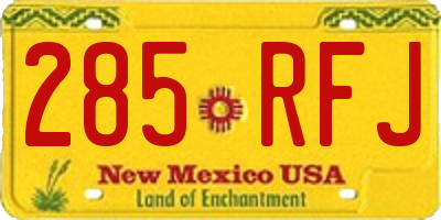 NM license plate 285RFJ