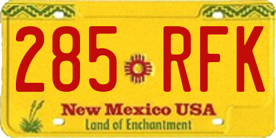 NM license plate 285RFK