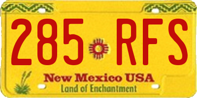 NM license plate 285RFS