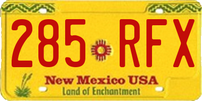 NM license plate 285RFX