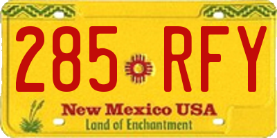 NM license plate 285RFY