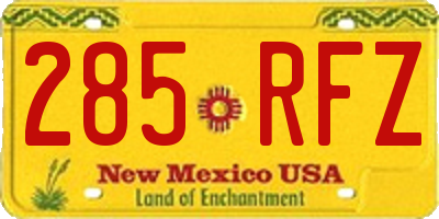 NM license plate 285RFZ