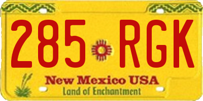 NM license plate 285RGK