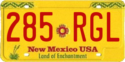 NM license plate 285RGL