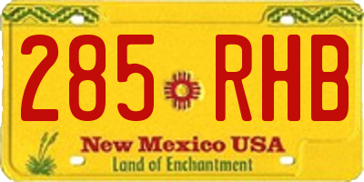 NM license plate 285RHB