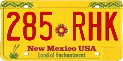 NM license plate 285RHK