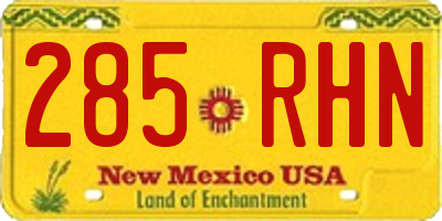 NM license plate 285RHN