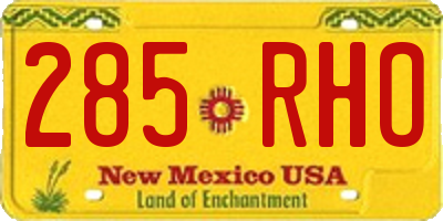 NM license plate 285RHO