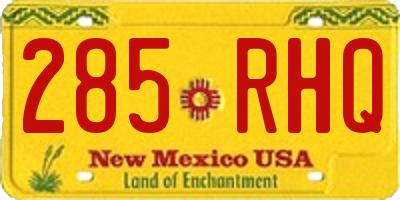 NM license plate 285RHQ