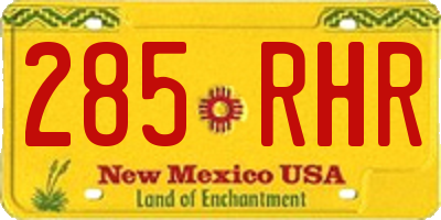 NM license plate 285RHR
