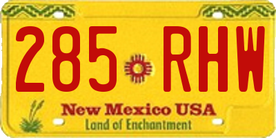NM license plate 285RHW