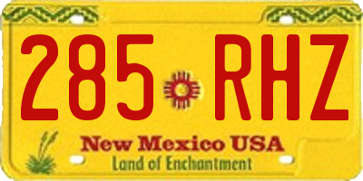 NM license plate 285RHZ