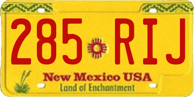 NM license plate 285RIJ