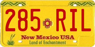NM license plate 285RIL