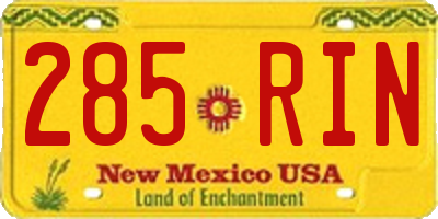 NM license plate 285RIN