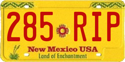 NM license plate 285RIP