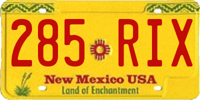 NM license plate 285RIX
