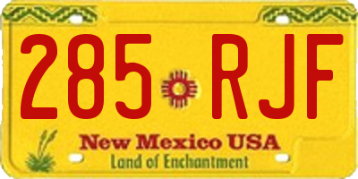 NM license plate 285RJF