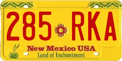 NM license plate 285RKA