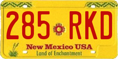 NM license plate 285RKD