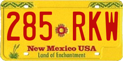 NM license plate 285RKW