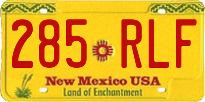 NM license plate 285RLF
