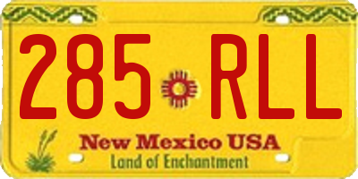 NM license plate 285RLL