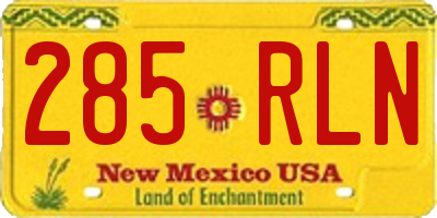 NM license plate 285RLN