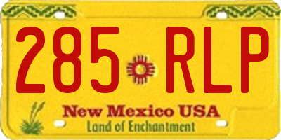 NM license plate 285RLP