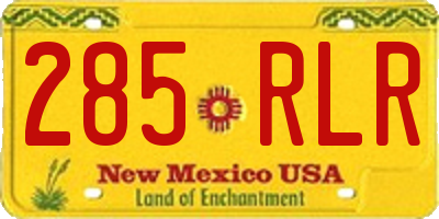 NM license plate 285RLR