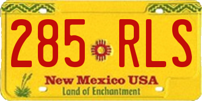 NM license plate 285RLS