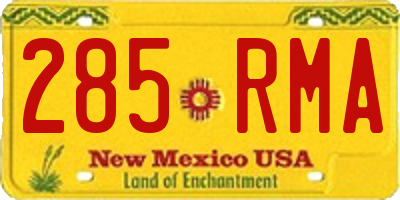 NM license plate 285RMA