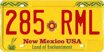 NM license plate 285RML