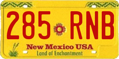 NM license plate 285RNB