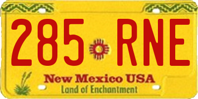NM license plate 285RNE