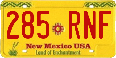 NM license plate 285RNF