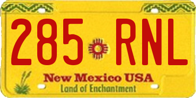 NM license plate 285RNL