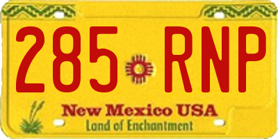 NM license plate 285RNP