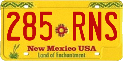 NM license plate 285RNS
