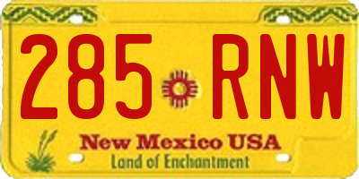 NM license plate 285RNW